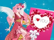 Cute Cupid is preparing for Valentines Day